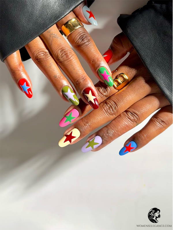 Elegant Pastel Nail Design with Tiny Stars