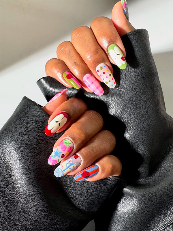 Light Colorful Nails with Delicate Spring Details