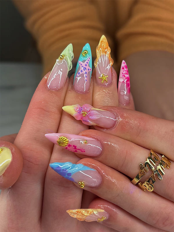 Ocean Blue Ombre with Glitter