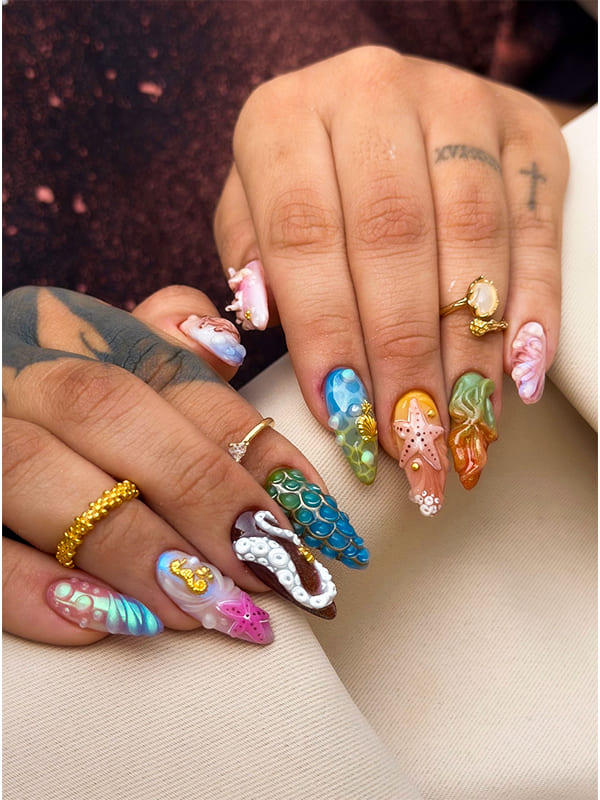 Ocean Blue with Tiny Seashell Stickers