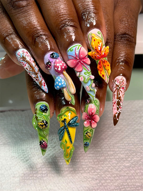 Pastel Pink Floral Nails Perfect for Spring 2026