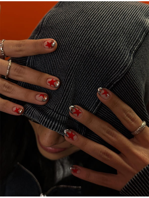 Short Square Nails with Subtle Chrome