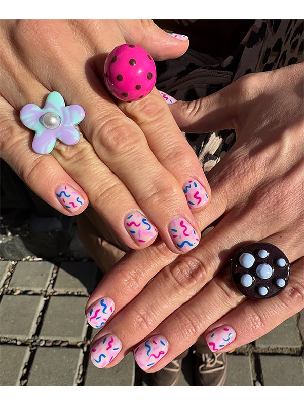 Short Square Spring Nails with Pastel Colors