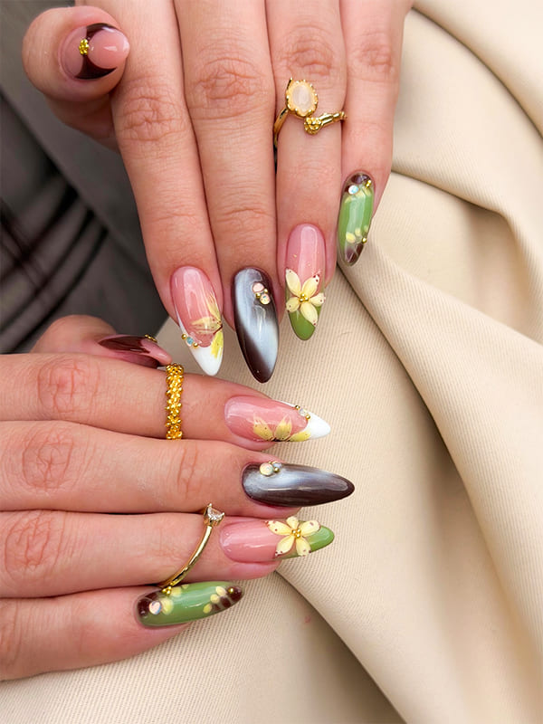 Soft Pink with Mint Green Tips