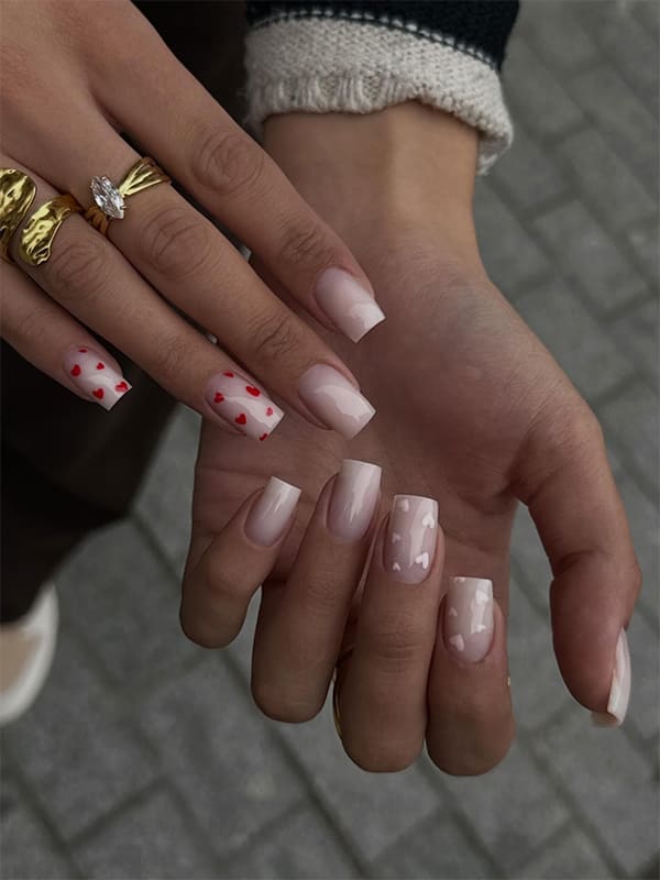 Soft Spring Nails with Tiny Heart Details