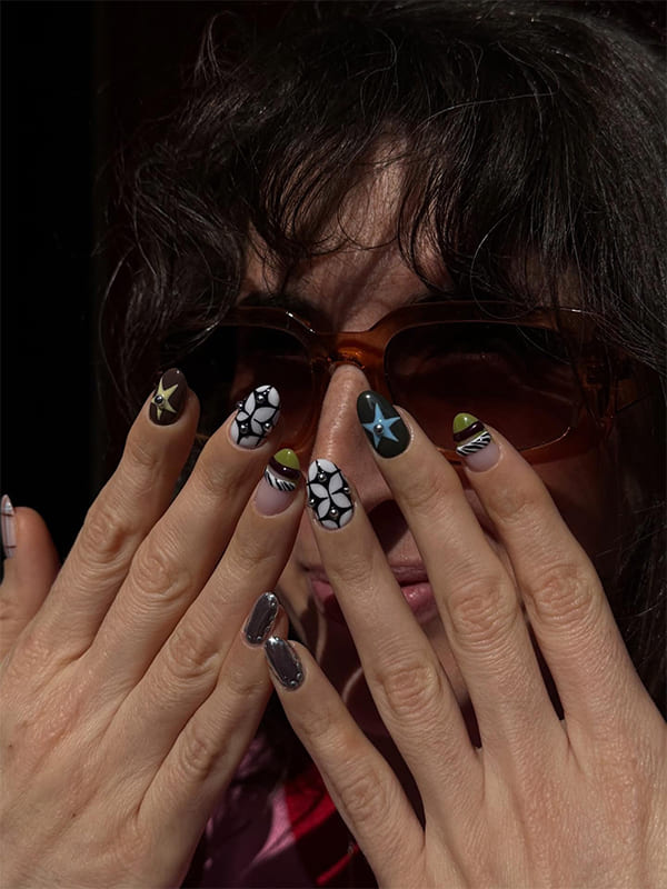 Spring Inspired Pastel Nails with Stars Art