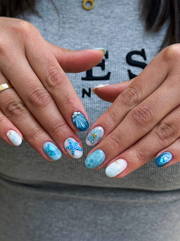 Turquoise Nails with Summer Glow