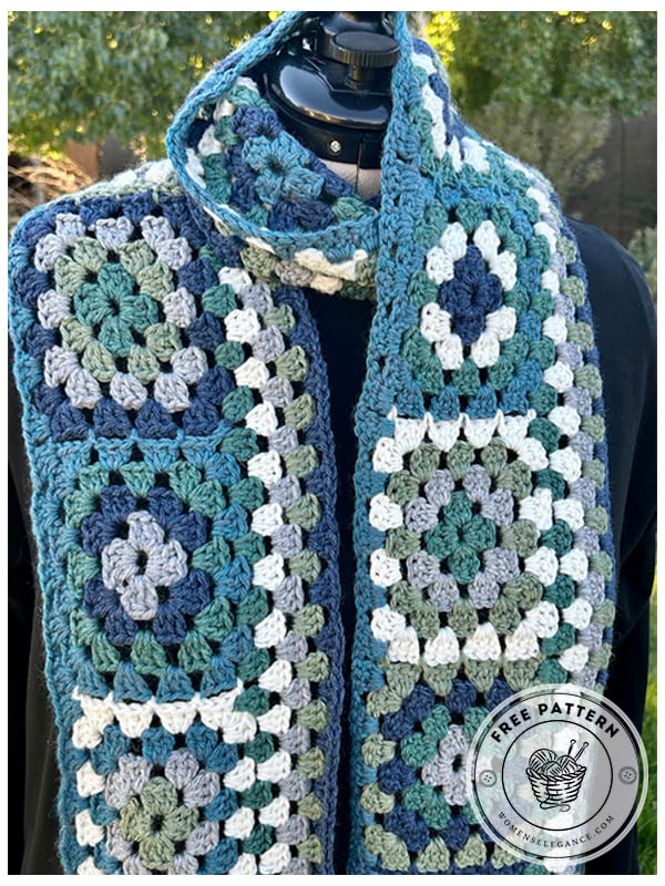 easy crochet granny square scarf pattern