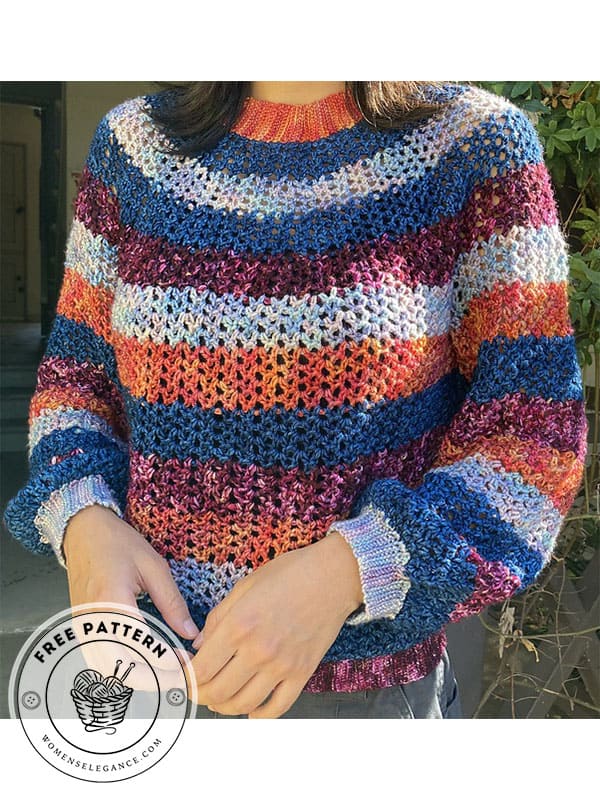 fall color yoke sweater crochet pattern