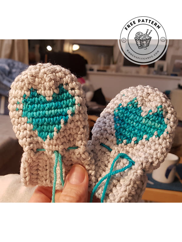 heart easy crochet baby mittens free pattern
