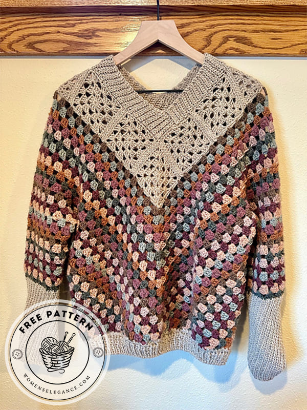 modern crochet granny square sweater pattern