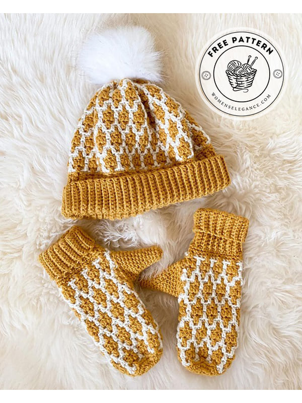mosaic crochet mittens pattern