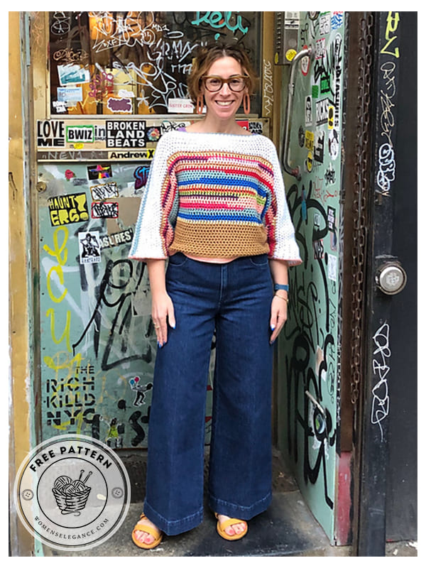 ribbed boat neck sweater crochet pattern