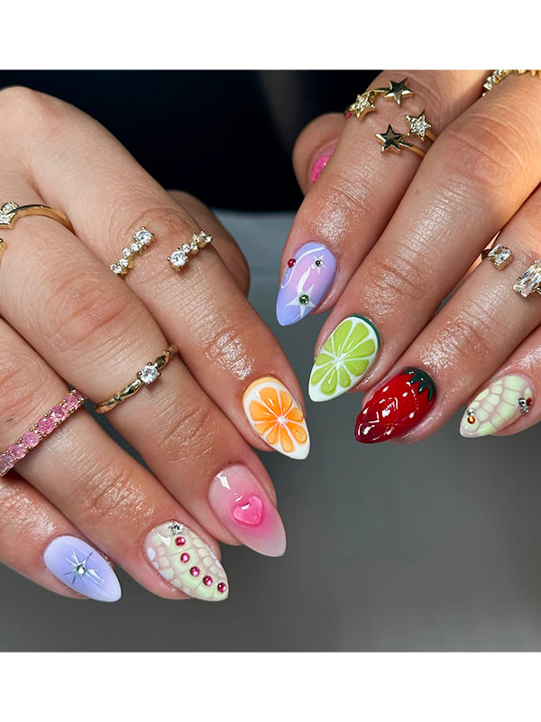 simple fruit themed summer nails