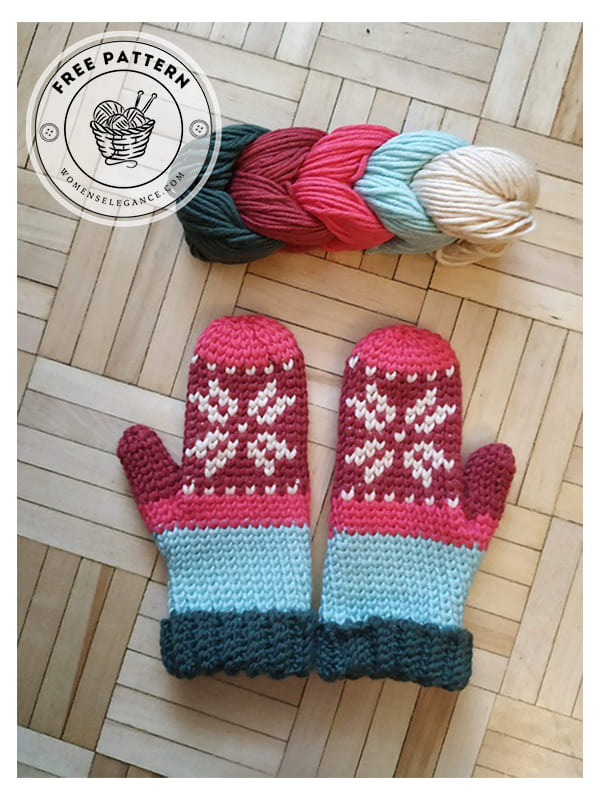 traditional fair isle crochet mittens pattern