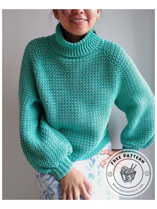 turtleneck oversized crochet sweater pattern