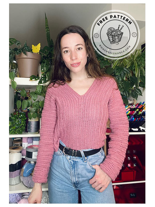 v-neck cropped crochet sweater pattern