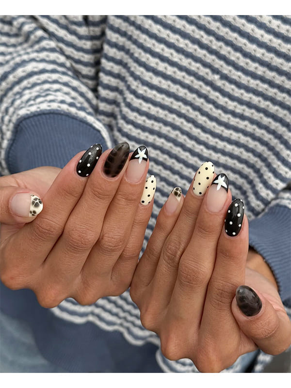 black matte winter nails