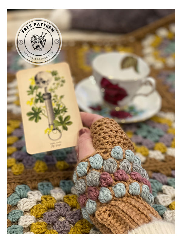 bobble crochet fingerless gloves pattern