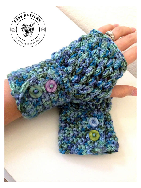 buttoned crochet fingerless gloves pattern all sizes