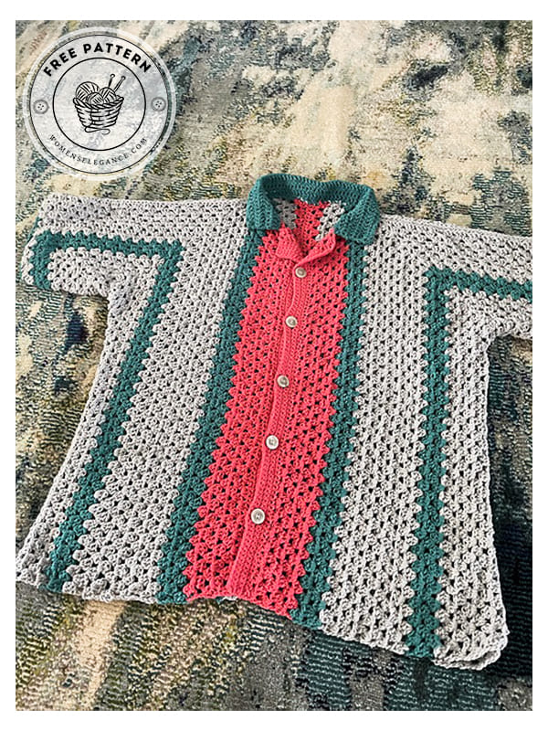 buttoned crochet hexagon shirt pattern
