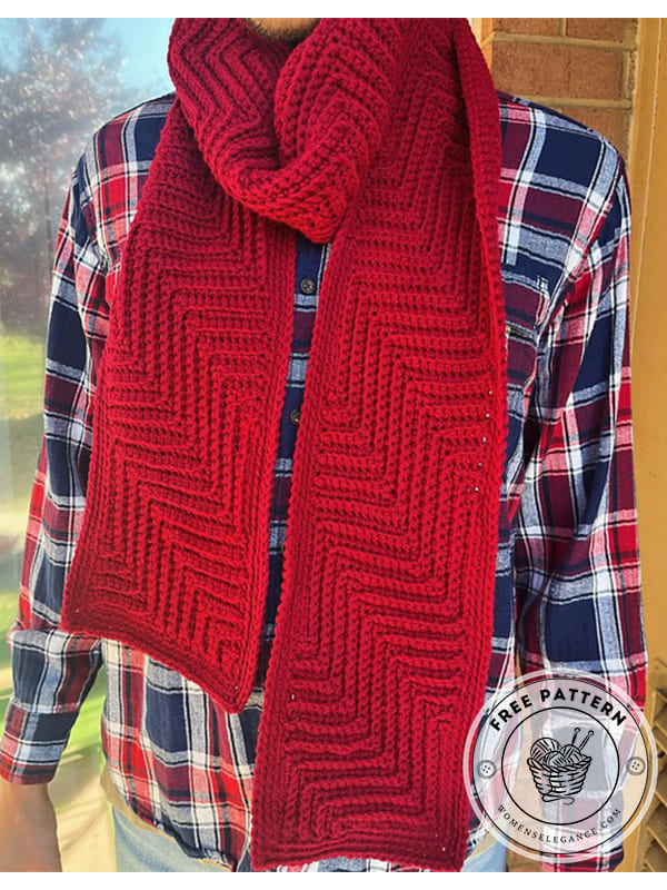 c2c crochet ripple scarf pattern