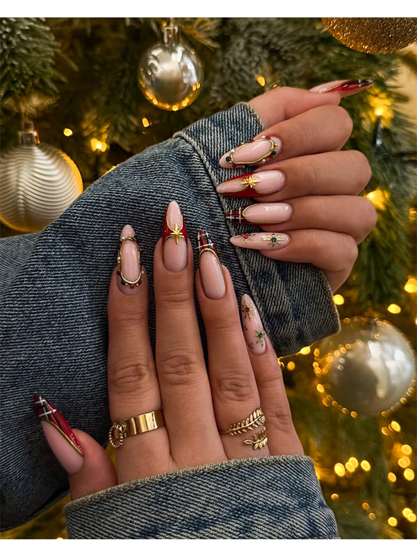 classy winter nails red