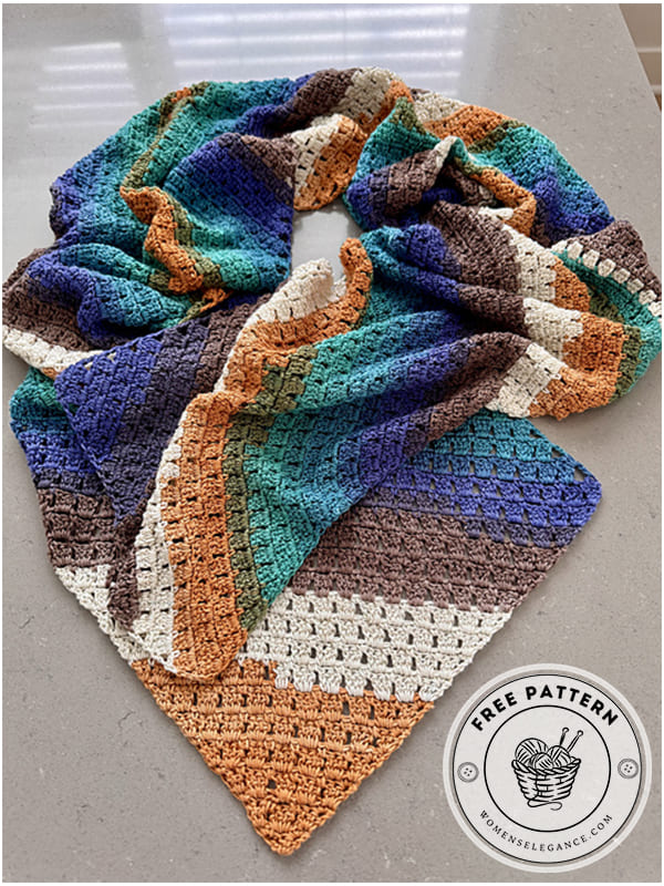 colorwork crochet bias scarf pattern