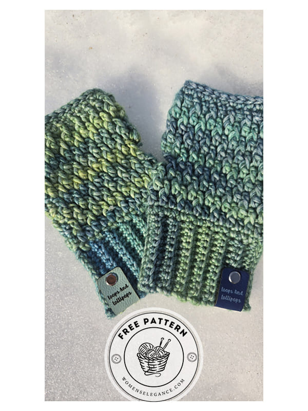 country textured crochet fingerless gloves