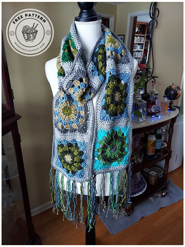 crochet granny square scarf pattern