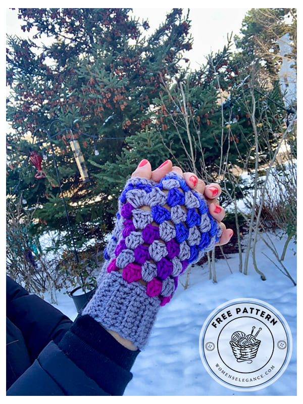 crochet granny stitch fingerless gloves
