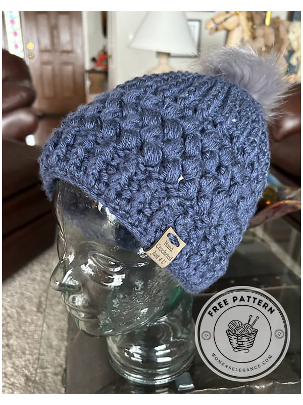 cute crochet puff stitch hat free pattern