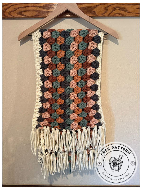 easy bubble popcorn crochet scarf pattern