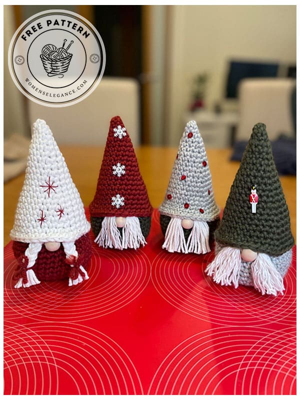easy crochet gnome ornament pattern