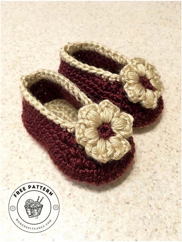 flower crochet baby booties pattern