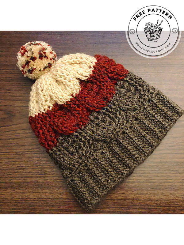 hearts crochet bun beanie pattern