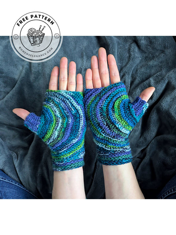 in the round crochet fingerless gloves pattern