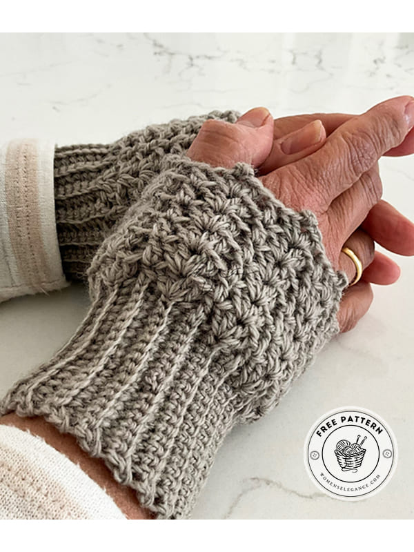 market style crochet fingerless gloves pattern