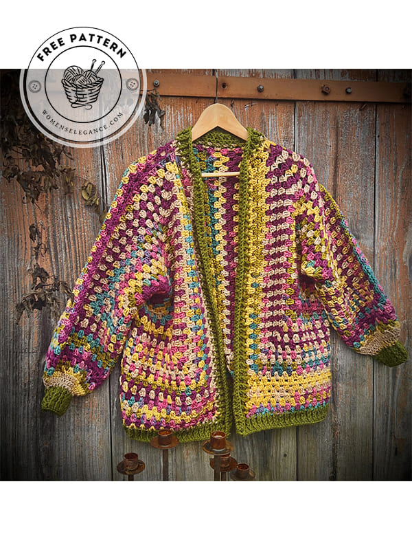 mesh crochet hexagon cardigan pattern