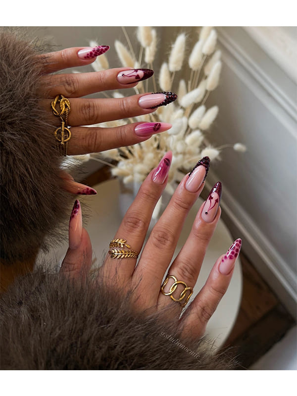 pink elegant winter nail