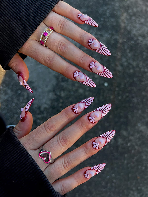 pink winter coffin nails