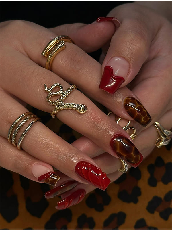 red leopard nail art