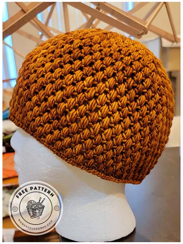simple puff stitch crochet hat free pattern