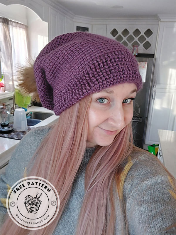 tunisian crochet slouchy hat pattern