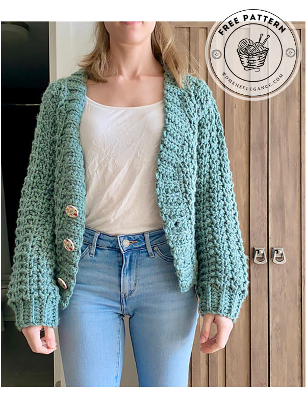 v neck crochet cropped cardigan pattern