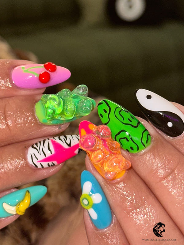 Candy-Inspired Gummy Bear Nail Designs