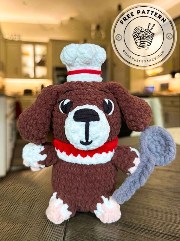 Chef crochet puppy dog amigurumi free pattern (2)