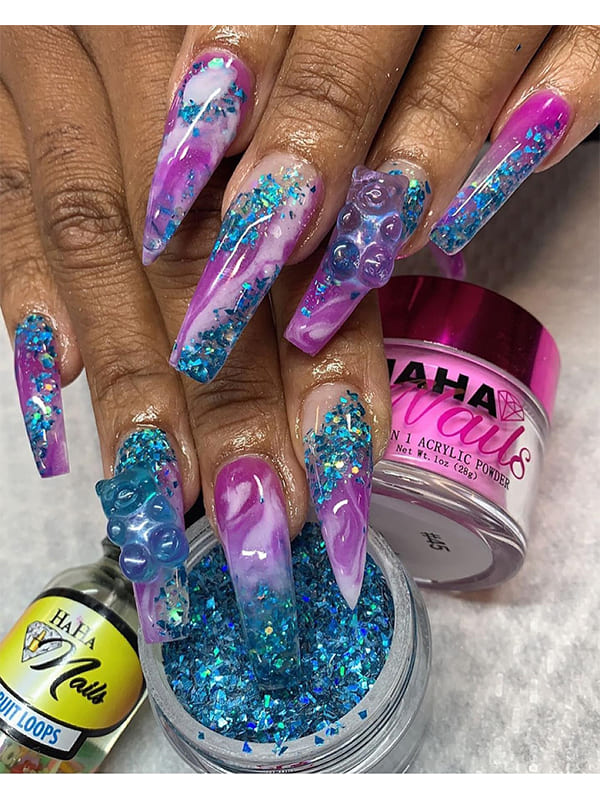 Colorful Gummy Bear Nail Art with Glossy Finish