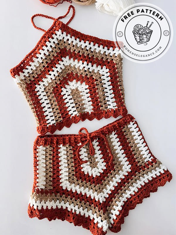 Crochet Granny Square Shorts Free Pattern-2