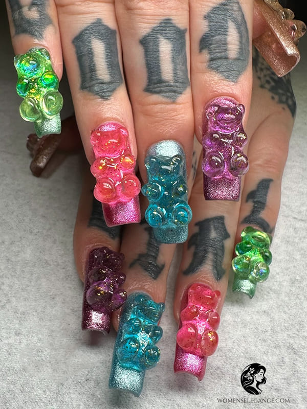 Cute Summer Gummy Bear Nail Inspo Collection